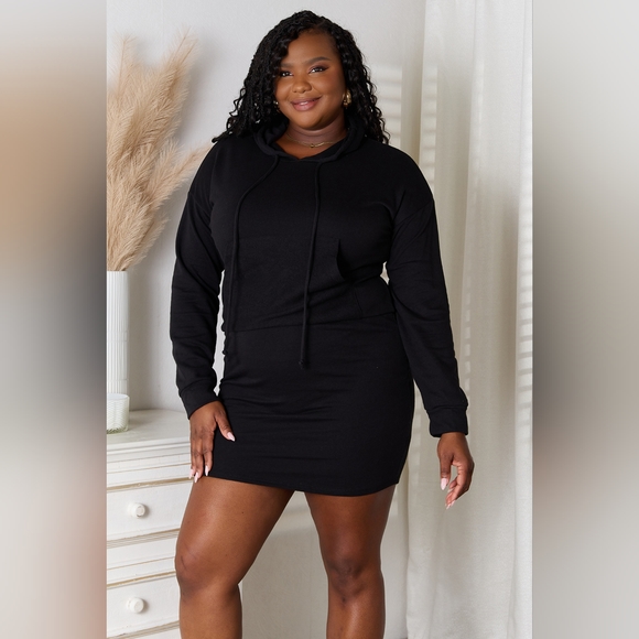 Culture Code Full Size Drawstring Long Sleeve Hooded Dress - Picture 8 of 10